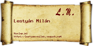 Lestyán Milán névjegykártya